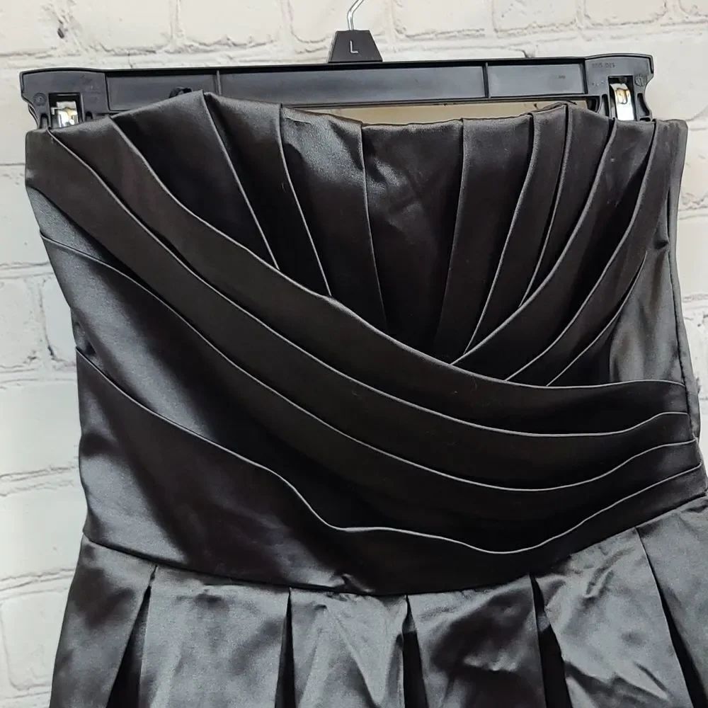 Charlotte Russe Juniors 1 Strapless Satin Dress Charcoal Fit Flare Cocktail Mini - Picture 3 of 10